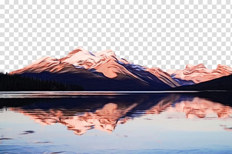 water sky reflection calm lake, Watercolor, Paint, Wet Ink, Horizon, Landscape, Rock, Mountain transparent background PNG clipart