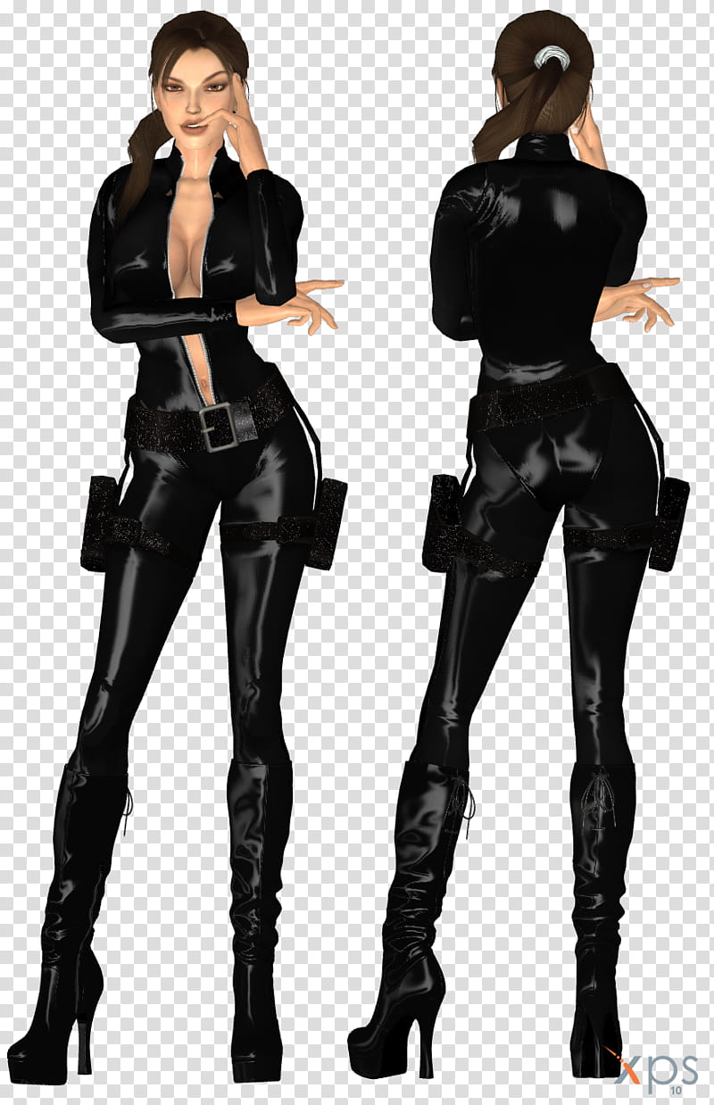 Lara Catsuit WIP, woman wearing black suit illustration transparent background PNG clipart