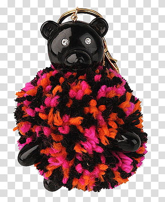 black and pink bear keychain transparent background PNG clipart