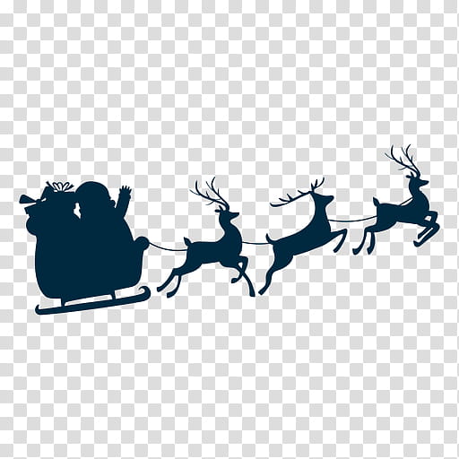 Christmas Santa Claus, Reindeer, Sled, Silhouette, Christmas Day, Santa Clauss Reindeer, Logo, Santas Slay transparent background PNG clipart