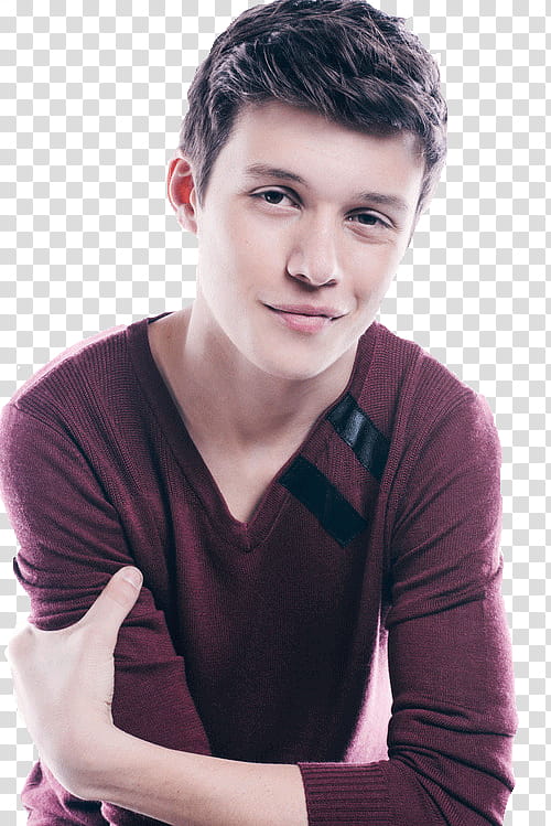 Nick Robinson , man wearing red sweater transparent background PNG clipart