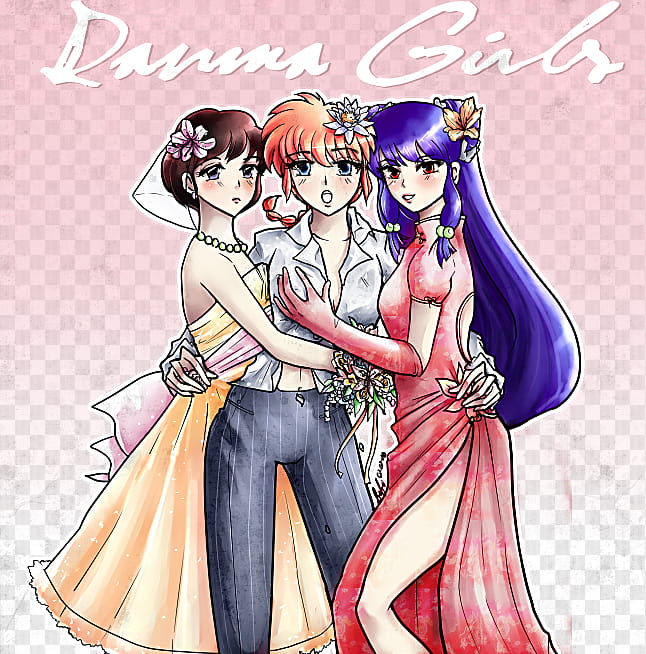 Ranma Girls, three female characters art transparent background PNG clipart