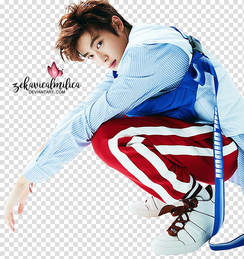 NCT Jaehyun Vogue, man in blue pinstriped dress shirt transparent background PNG clipart