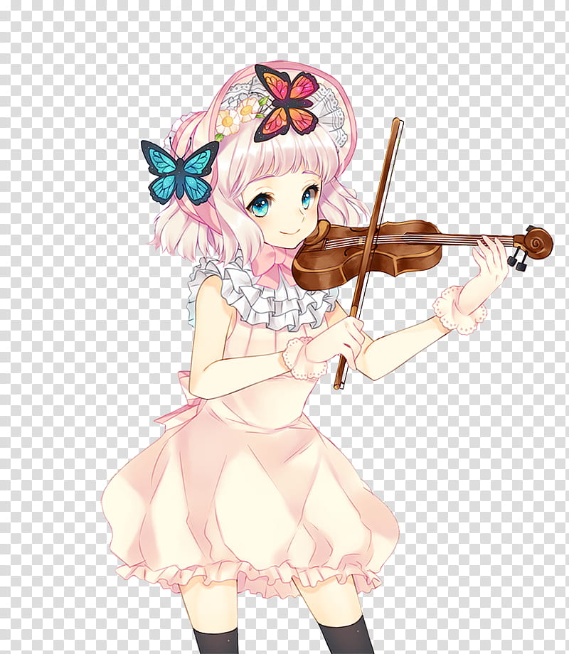 Violin Anime Girl Render, girl anime character playing violin transparent background PNG clipart