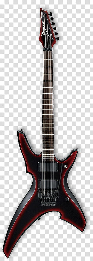 black and red electric guitar hanging on white wall transparent background PNG clipart