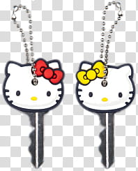 Hello Kitty Set , two assorted-color Hello Kitty keys transparent background PNG clipart
