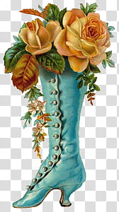 VINTAGE, unpaired blue boot vase transparent background PNG clipart