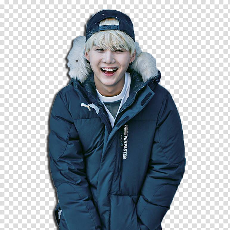 BTS, man in blakc Puma jacket smiling transparent background PNG clipart