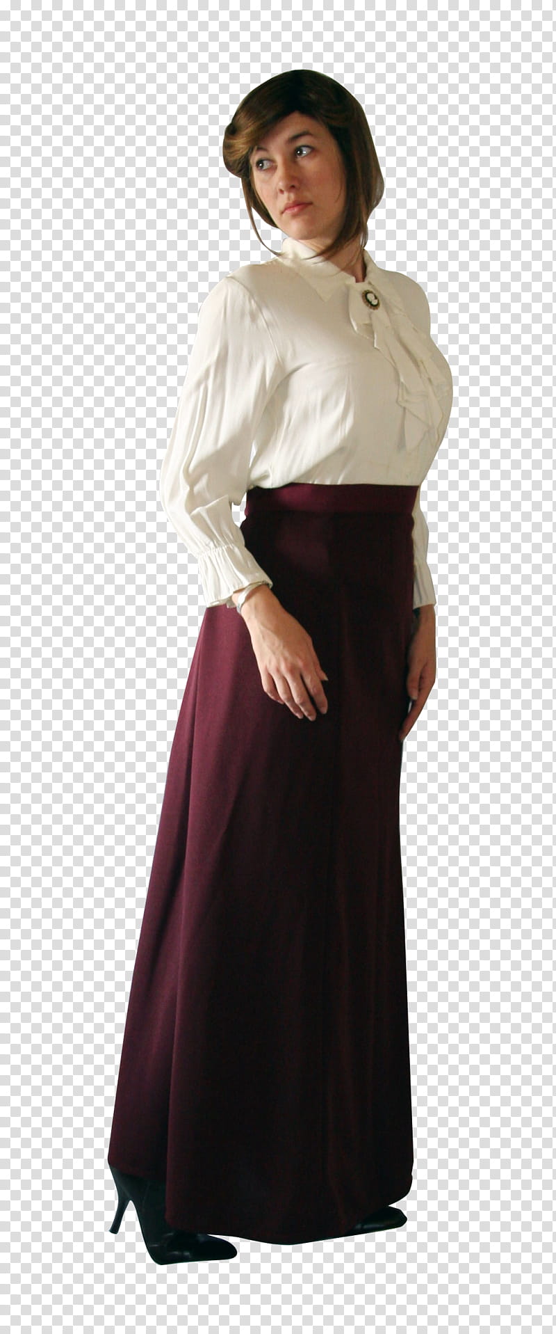 Long Paloma Negra , woman wearing white long-sleeved top and purple skirt transparent background PNG clipart