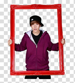 Super MEGA Justin Bieber, Justin Bieber holding red frame transparent background PNG clipart