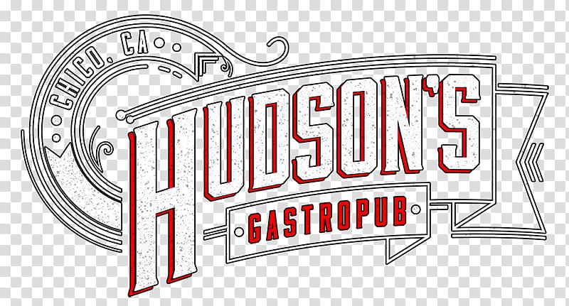 Hudsons Gastropub Text, Logo, Food, Bar, Chico, Line, Area, Signage transparent background PNG clipart