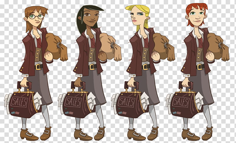 Zork Female Hero  Designs, four anime school girls carrying bags illustration transparent background PNG clipart