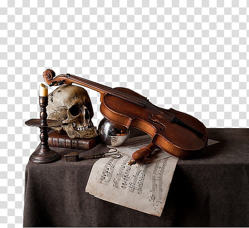 Highborn, brown violin beside candlestick transparent background PNG clipart