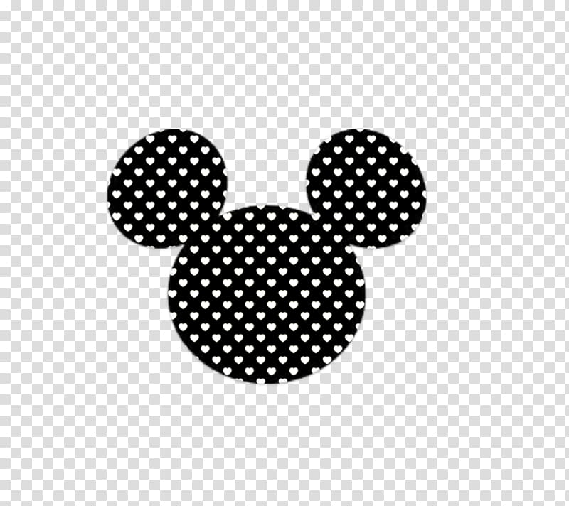 black and white heart print Mickey Mouse icon transparent background PNG clipart