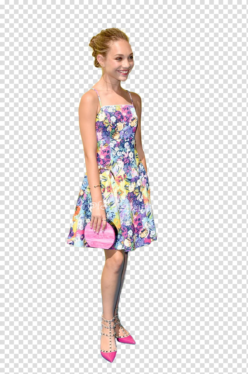 woman wearing multicolored floral spaghetti strap casual dress transparent background PNG clipart