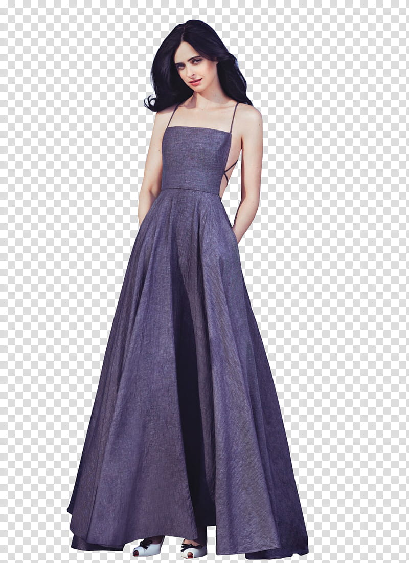 Watchers , woman in purple spaghetti strap long gown transparent background PNG clipart