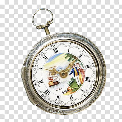 silver and white analog pocket watch transparent background PNG clipart