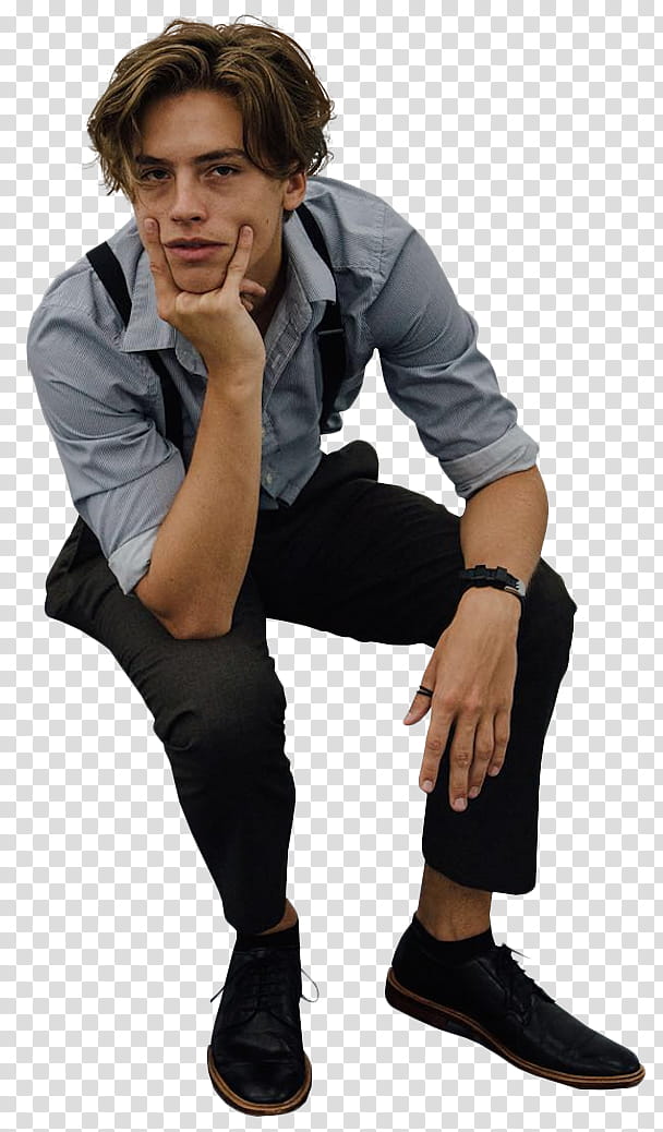Cole Sprouse, man sitting transparent background PNG clipart