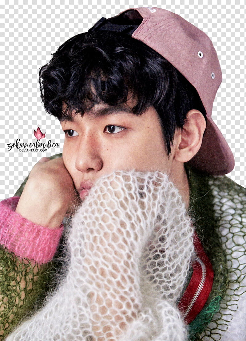 EXO Baekhyun Lucky One, man wearing pink cap transparent background PNG clipart