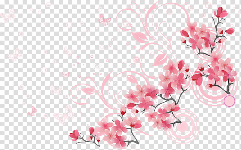 Cherry blossom, Pink, Flower, Text, Plant, Branch, Spring
, Floral Design transparent background PNG clipart