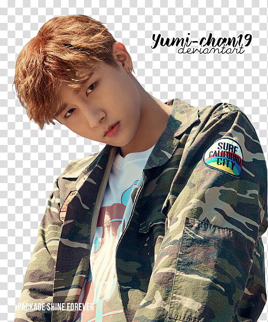 MONSTA X, man in woodland camouflage jacket transparent background PNG clipart