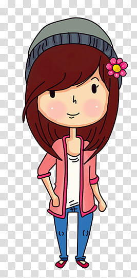 Casual Girl, brown-haired female character transparent background PNG clipart