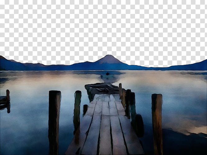 nature water natural landscape lake sky, Watercolor, Paint, Wet Ink, Atmospheric Phenomenon, Pier, Loch, Morning transparent background PNG clipart