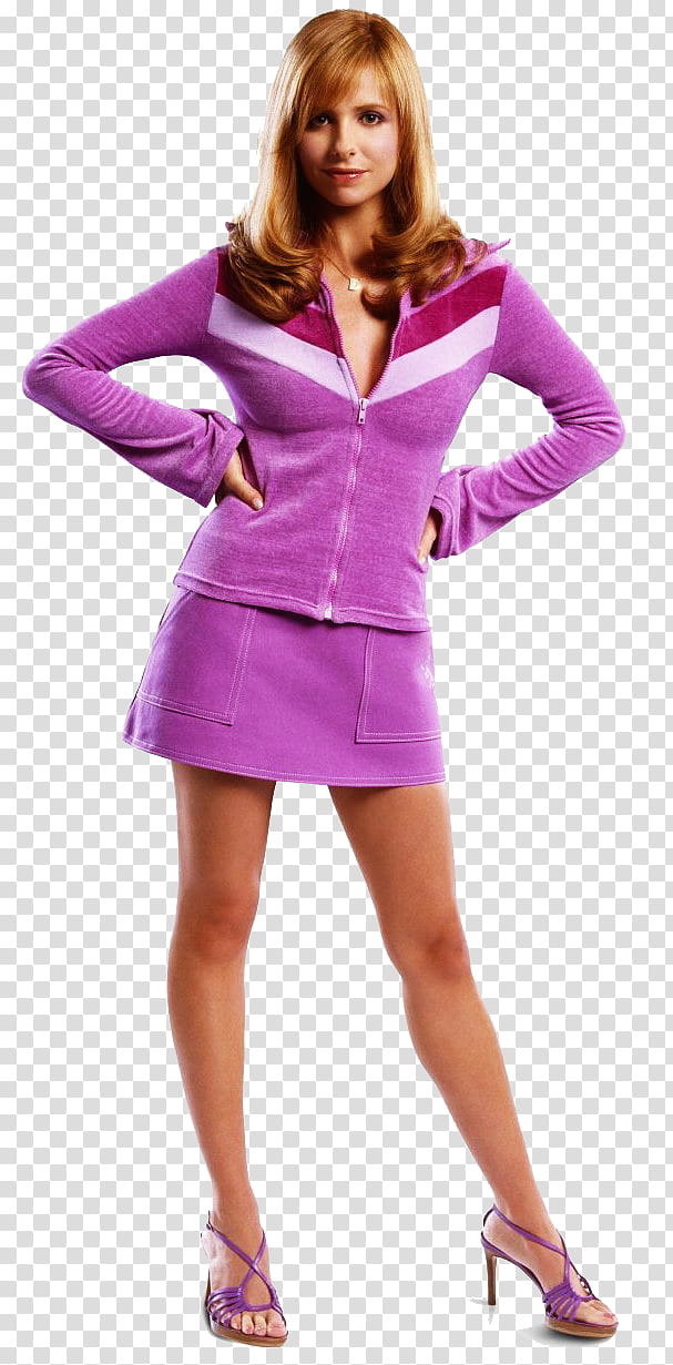 Scoo, woman wearing purple long-sleeved shirt and purple skirt transparent background PNG clipart