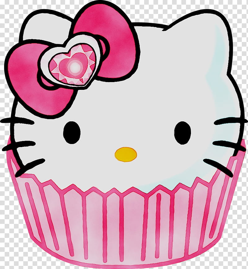 Hello Kitty Drawing, Sanrio, Birthday
, Kawaii, Cuteness, Pink, Baking Cup, Cupcake transparent background PNG clipart