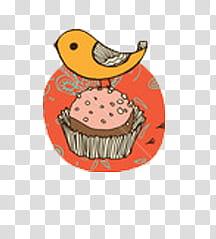 Sweet chocolate, orange bird on cupcake transparent background PNG clipart