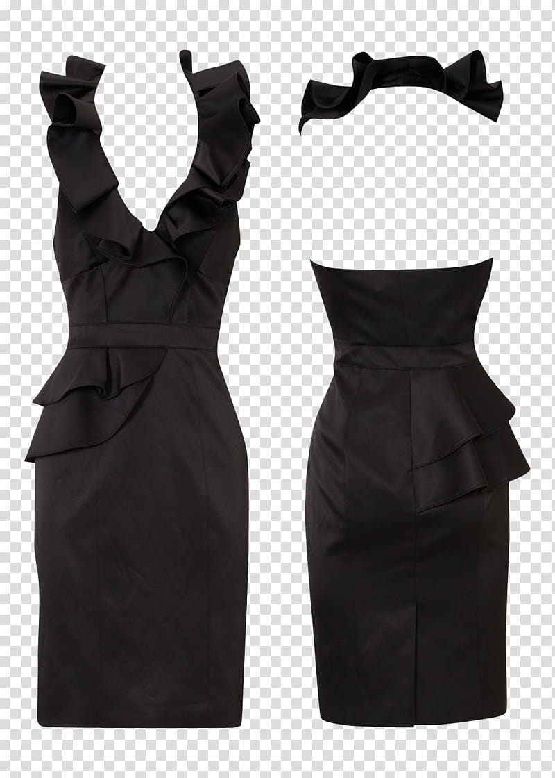 dresses , black sleeveless plunge-neckline peplum dress transparent background PNG clipart