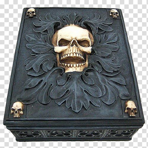 Dark Temper, black and white skull embosses box transparent background PNG clipart