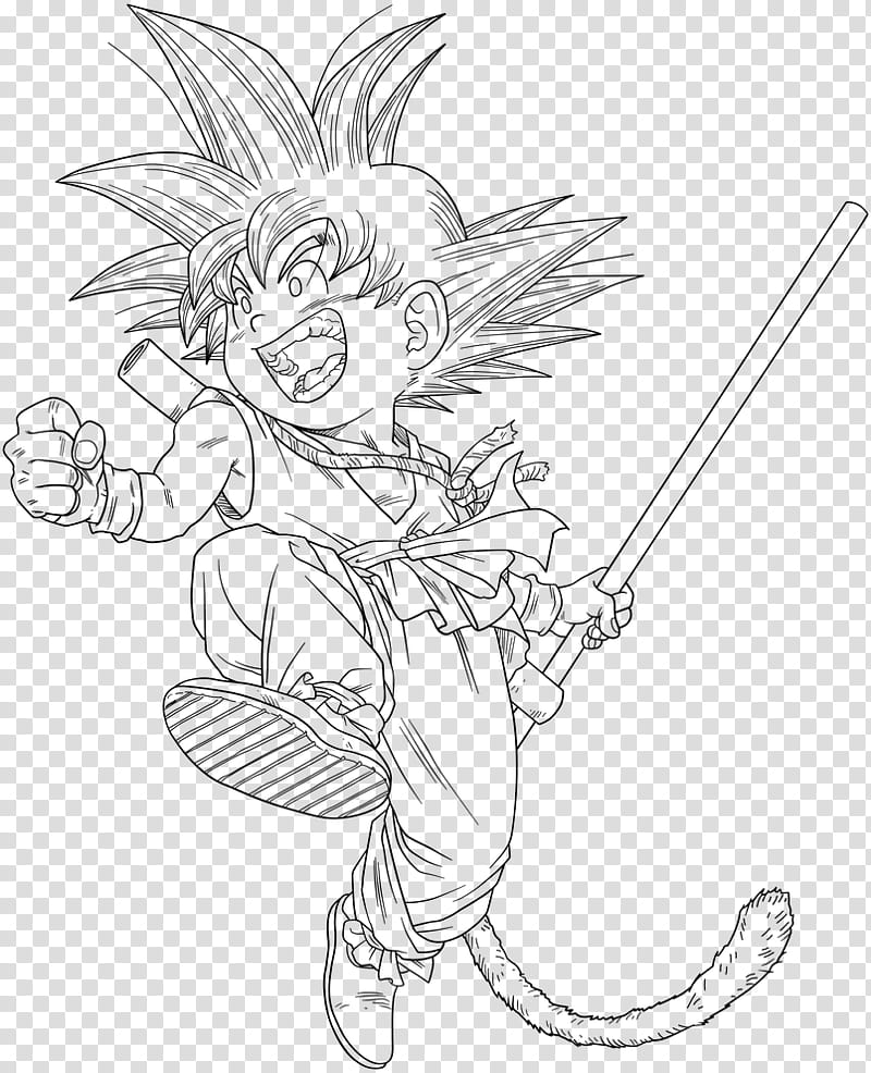 Dragon Ball, kid Goku , lineart transparent background PNG clipart