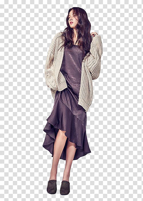MOMOLAND, women's gray dress transparent background PNG clipart