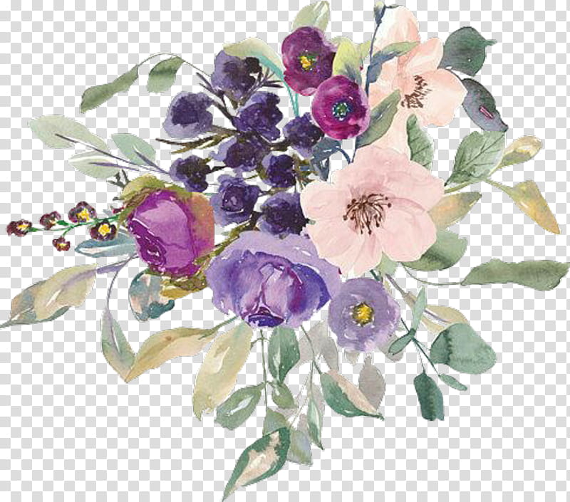 Blue Watercolor Flowers, Watercolor Painting, Purple, Dark Purple, Pink, Violet, Rose, Floral Design transparent background PNG clipart
