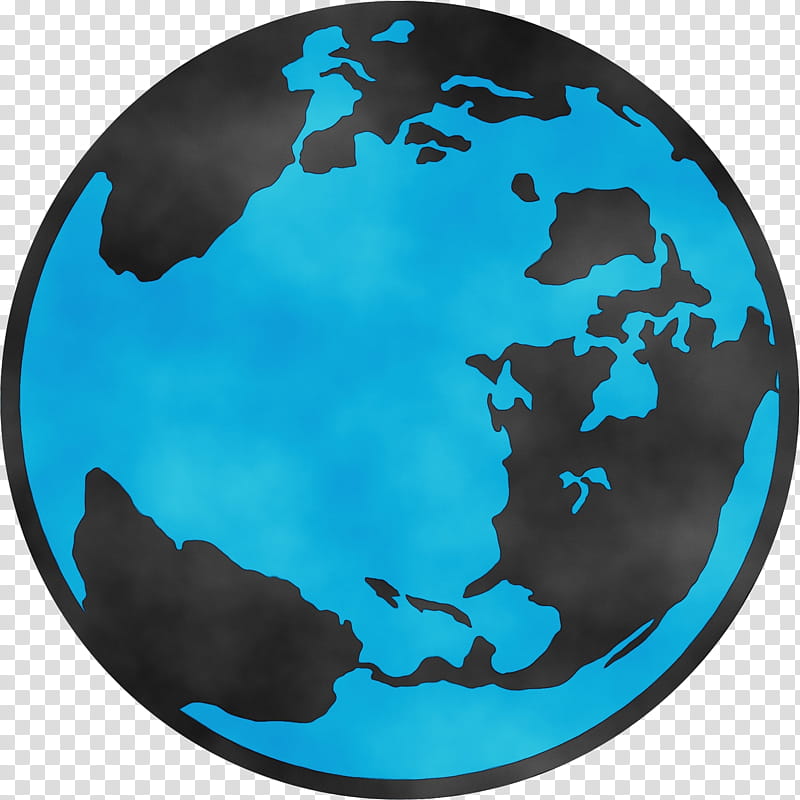 aqua turquoise earth globe world, Watercolor, Paint, Wet Ink, Planet transparent background PNG clipart