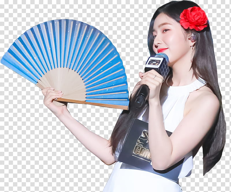 Irene Red Velvet , woman holding black wireless microphone transparent background PNG clipart