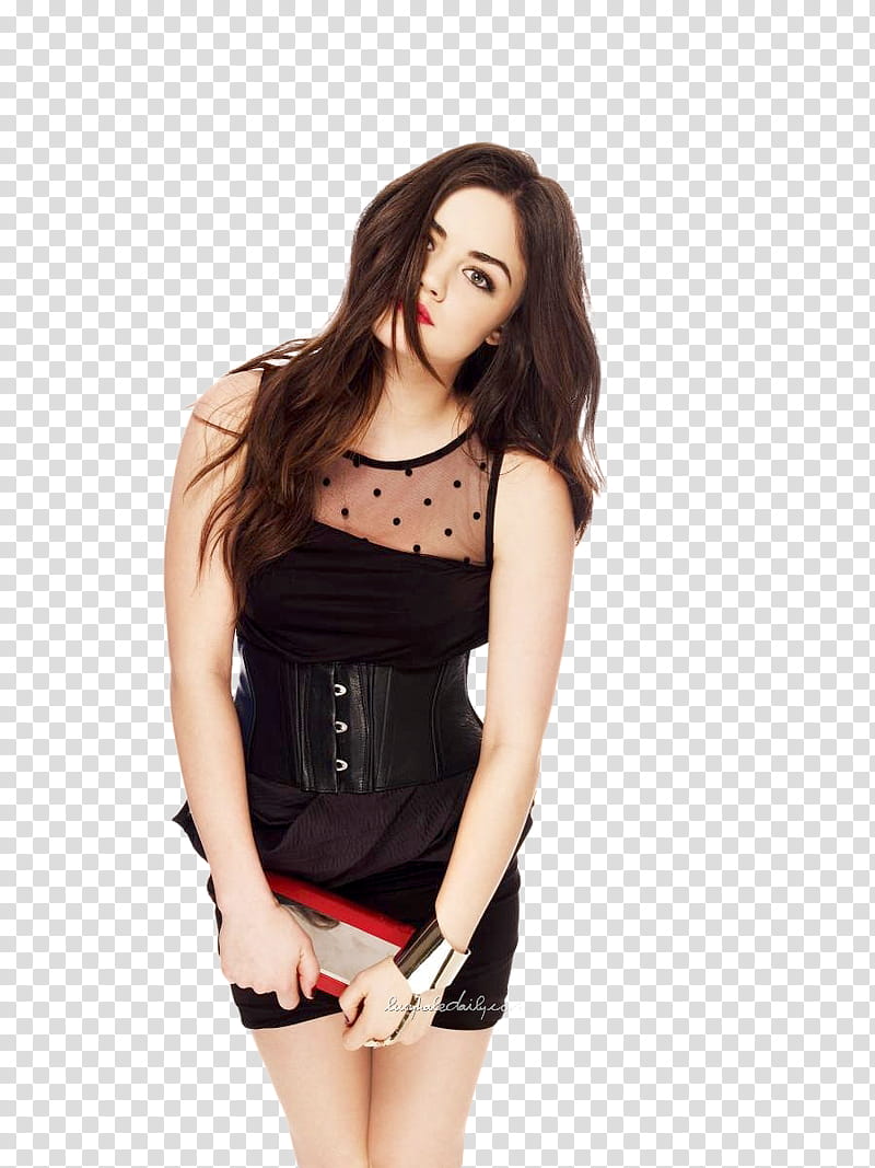 Lucy Hale, woman holding long wallet transparent background PNG clipart