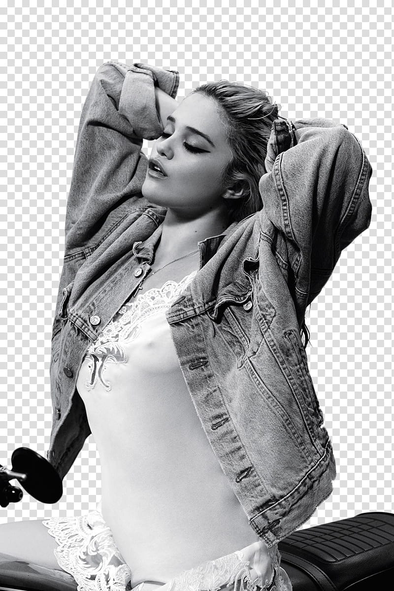  Sky Ferreira, woman wearing gray denim button-up jacket transparent background PNG clipart