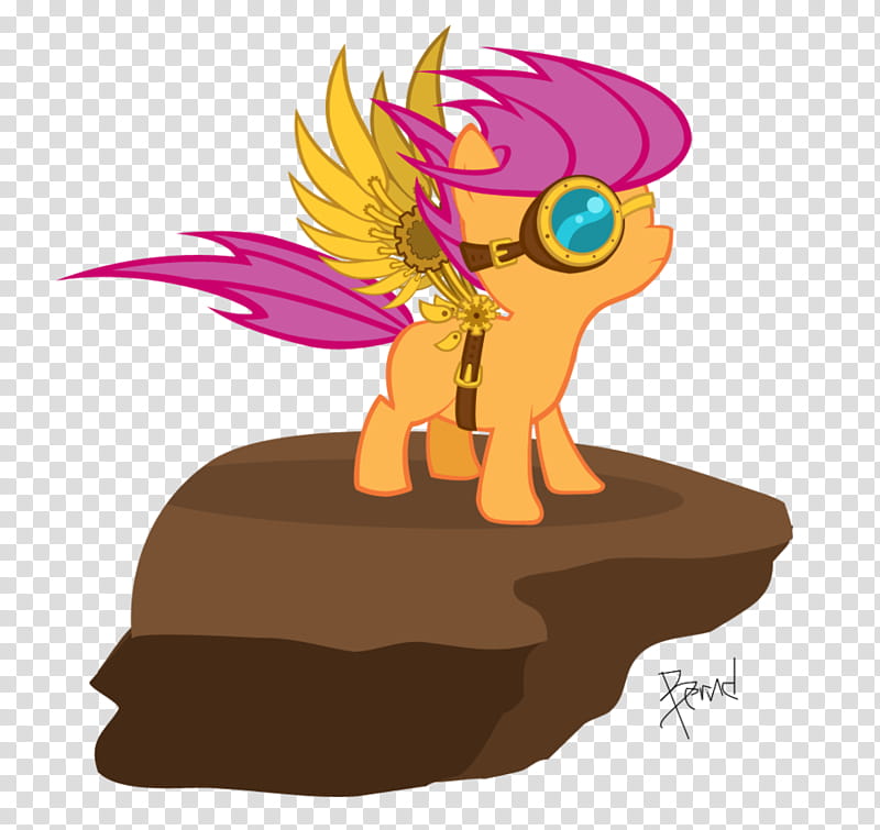 Steam Punk Scootaloo, pink and yellow my little pony illustration transparent background PNG clipart