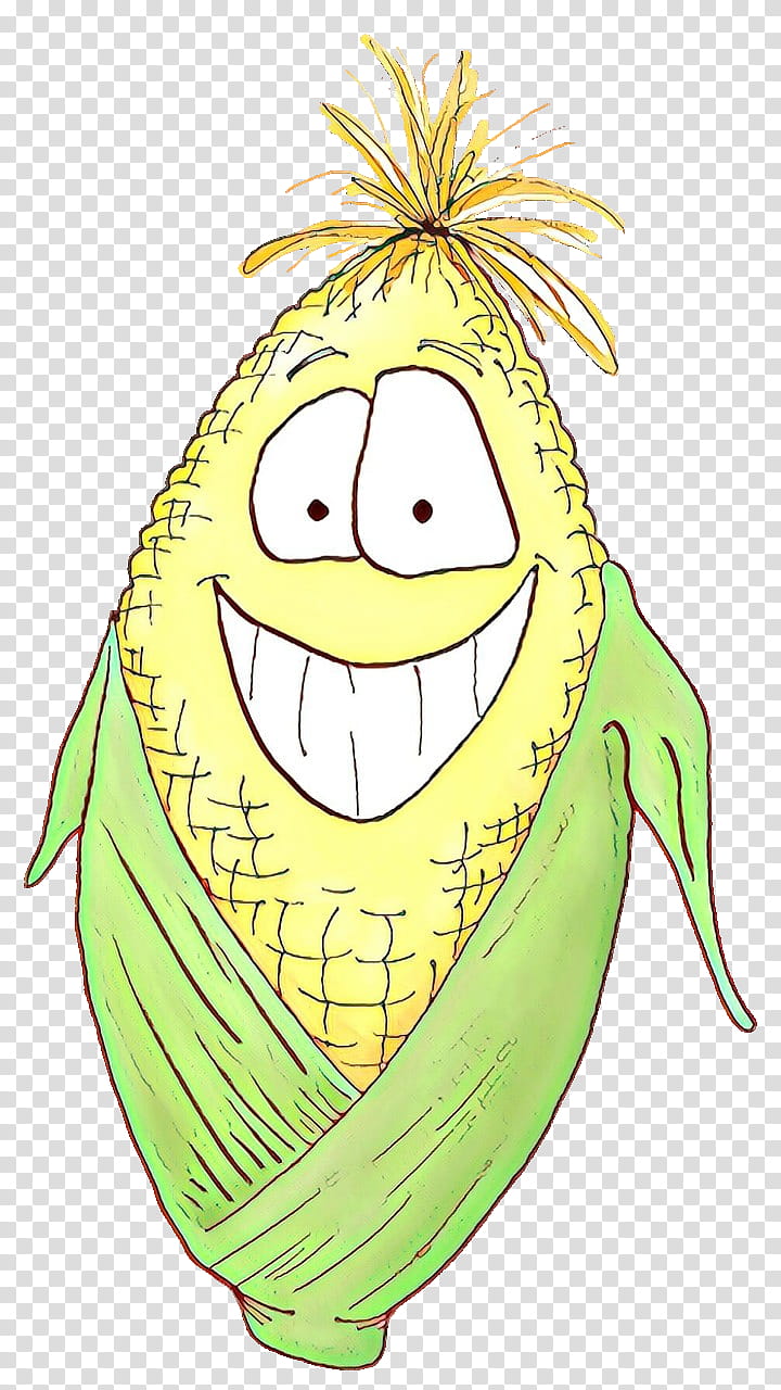 cartoon green facial expression yellow head, Cartoon, Smile, Banana, Fruit, Plant, Leaf transparent background PNG clipart