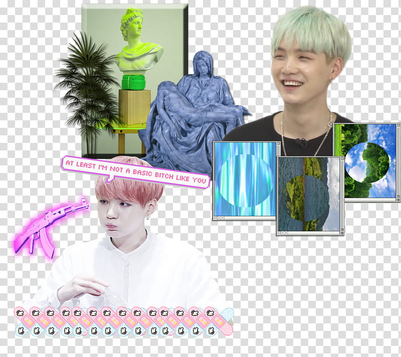 yoongi edit aesthetic, statue and palm tree collage transparent background PNG clipart