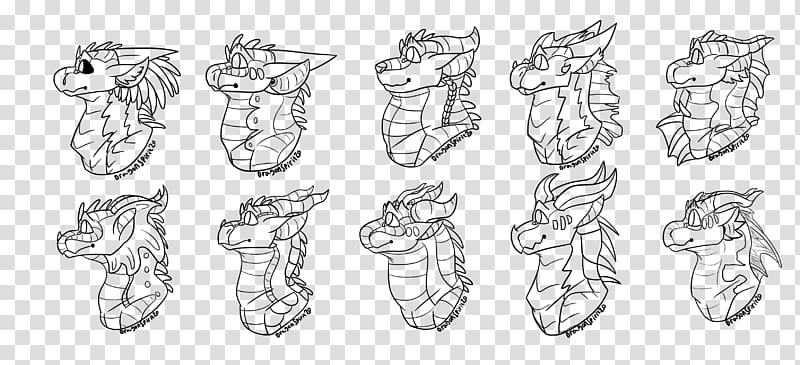 FU WoF Headshot Bases, dragon sketch transparent background PNG clipart