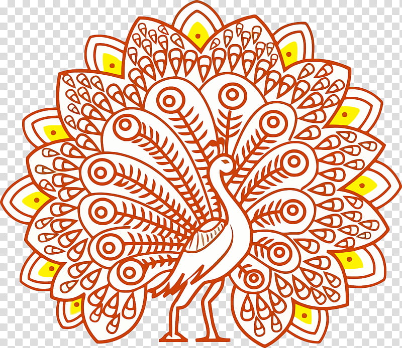 peacock silhouette, Line Art, Floral Design, Orange, Leaf, Visual Arts, Plant, Coloring Book transparent background PNG clipart