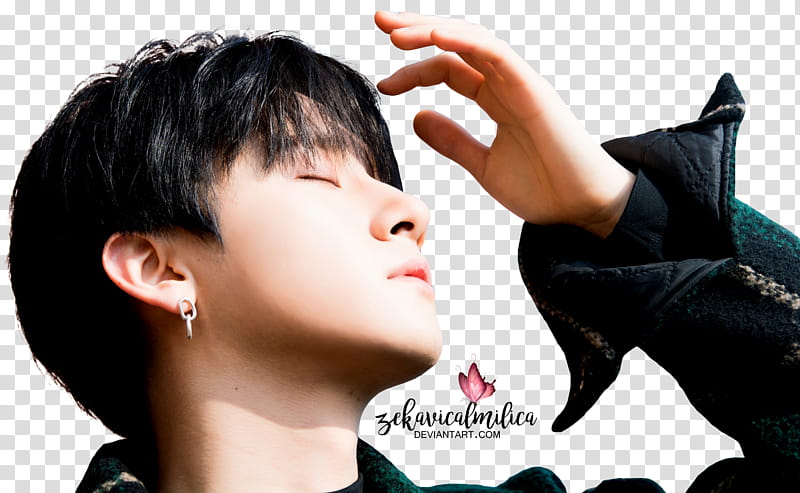 Monsta X I M Jealousy x Naver, man wearing green long-sleeved top art transparent background PNG clipart