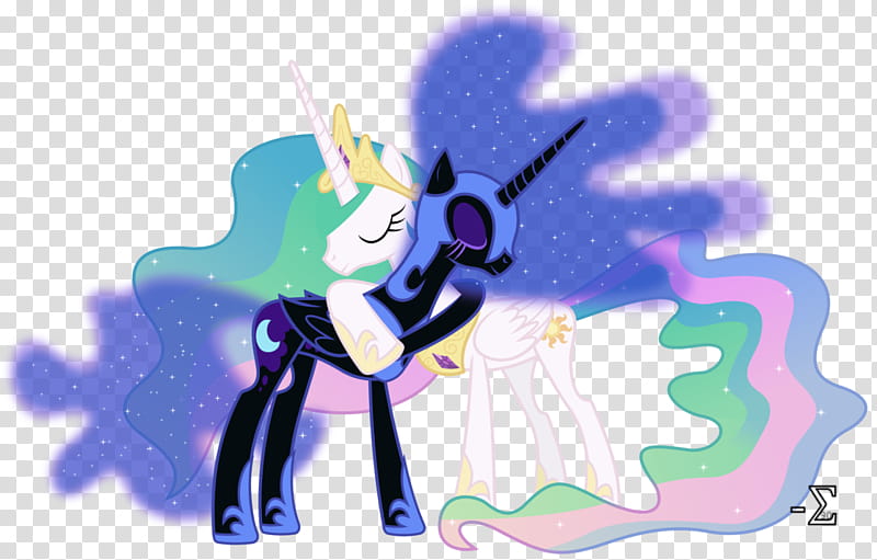 Nightmare Moon and Princess Celestia Hugging transparent background PNG clipart