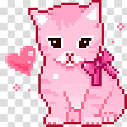 PIXEL KAWAII S, pink cat illustration transparent background PNG clipart