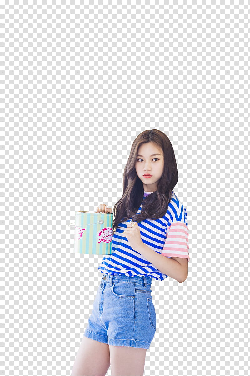 I O I DoYeon Sugar and Me MV P, woman holding teal and white bucket transparent background PNG clipart