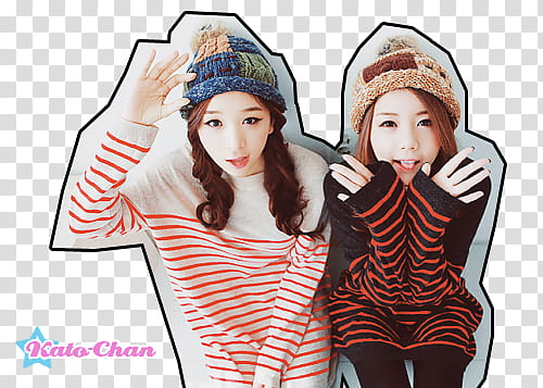 Korean Ulzzang , two women wearing striped sweaters transparent background PNG clipart