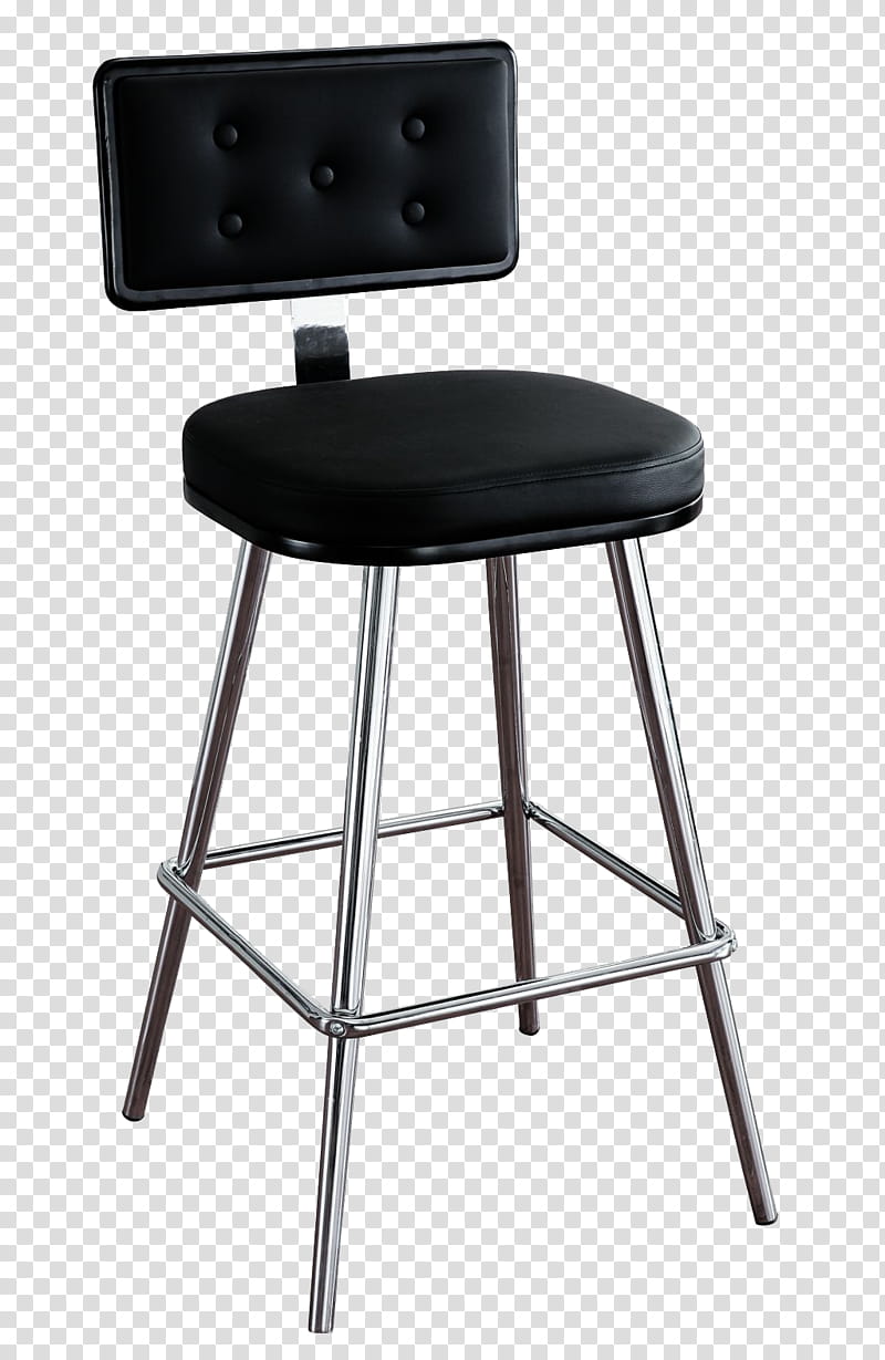 gray metal base black leather padded stool transparent background PNG clipart